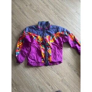 Chaver ~ Vintage (1990’s) ~ Retro ~ Purple/Blue W/ Geometric Design Windbreaker